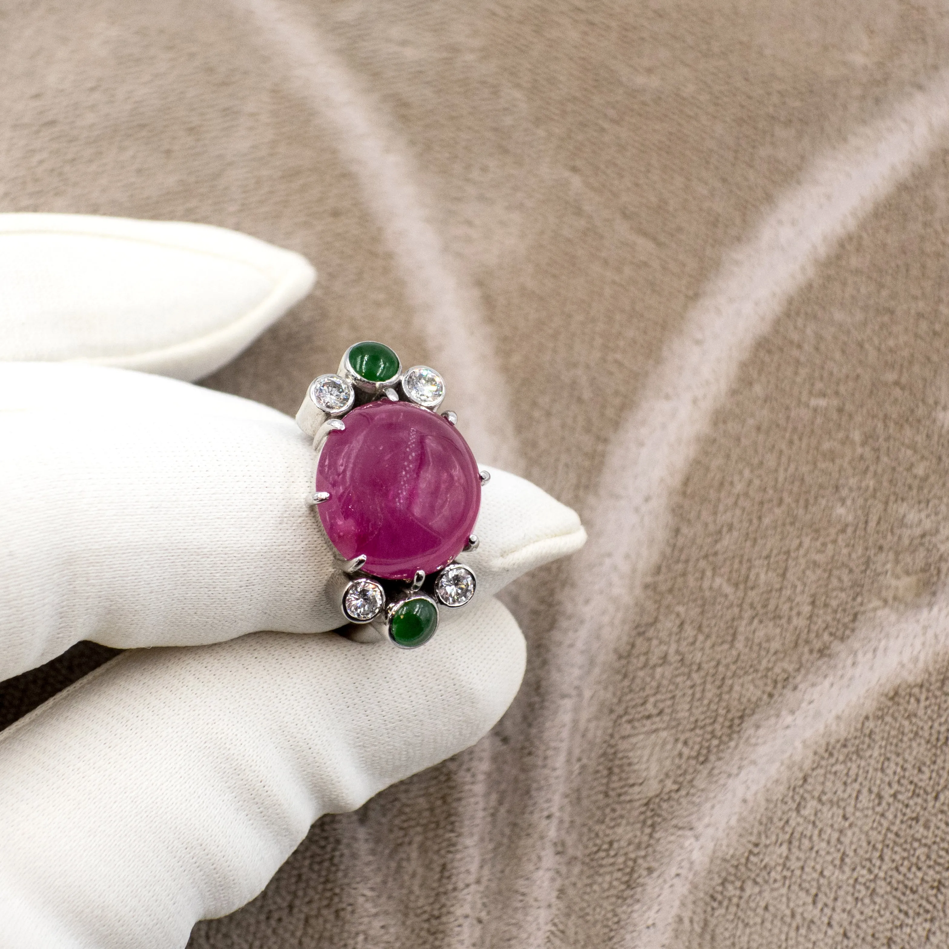 18kt Pink Sapphire and Tourmaline Ring