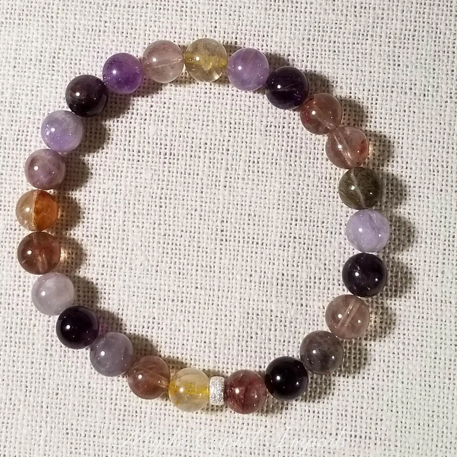 8mm Rutilated Quartz & Amethyst Gemstone Healing Bracelet