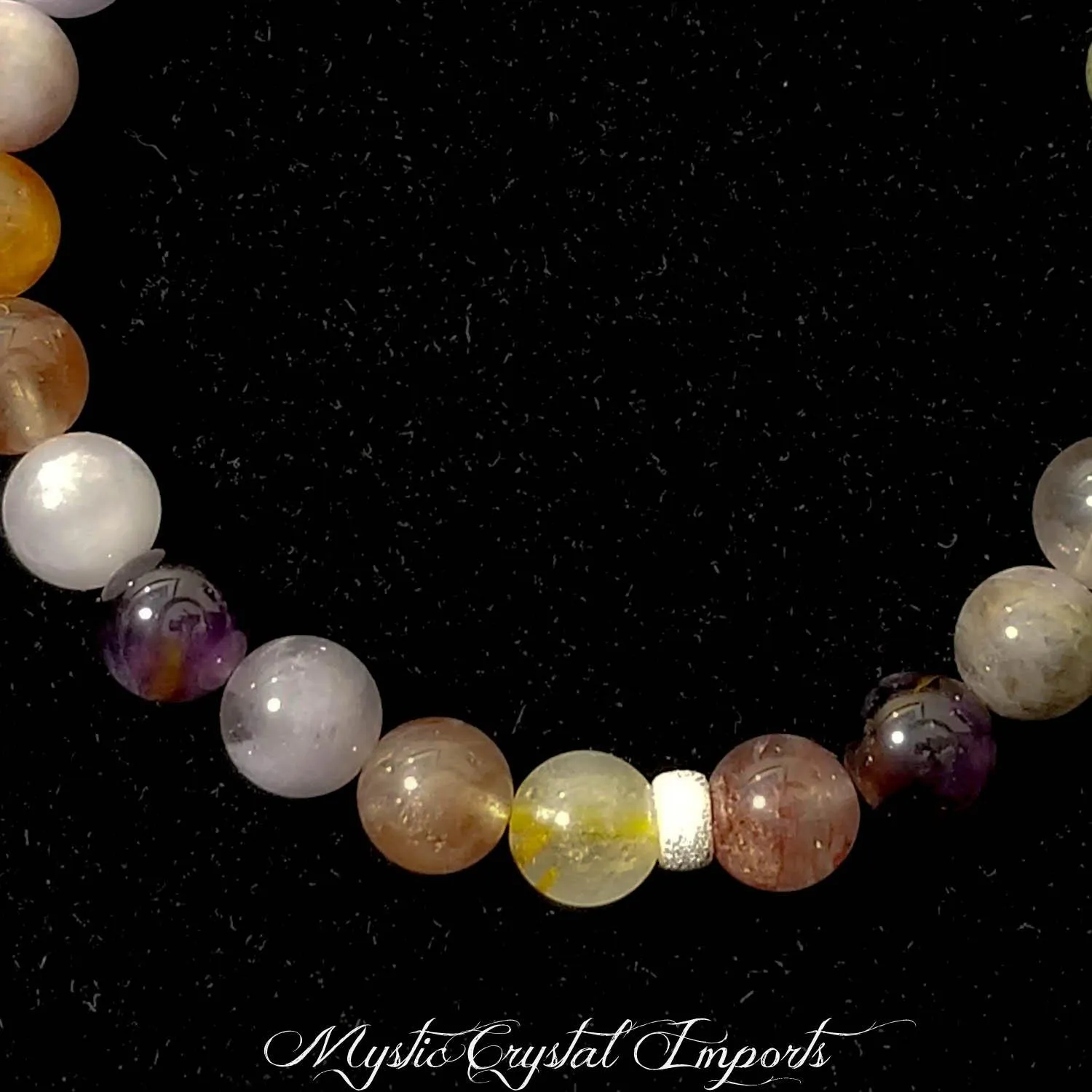 8mm Rutilated Quartz & Amethyst Gemstone Healing Bracelet