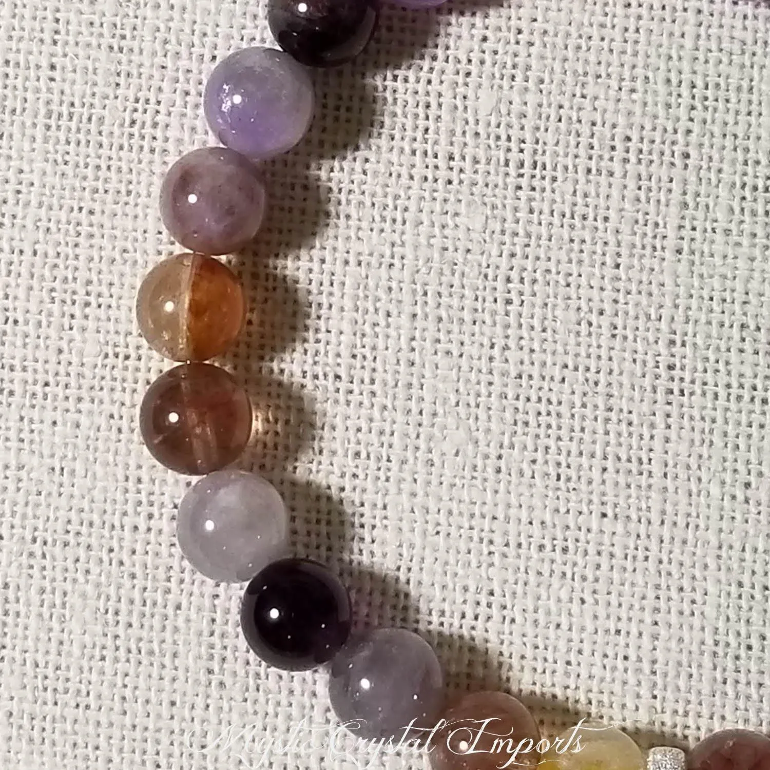 8mm Rutilated Quartz & Amethyst Gemstone Healing Bracelet