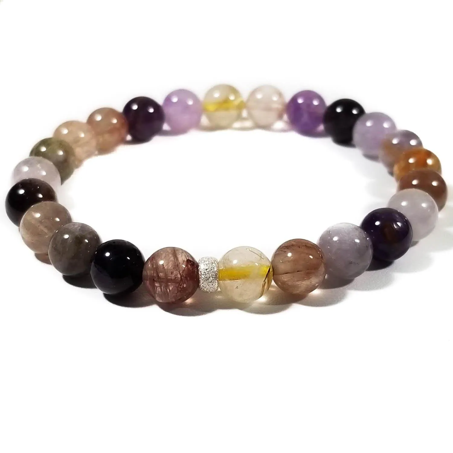 8mm Rutilated Quartz & Amethyst Gemstone Healing Bracelet