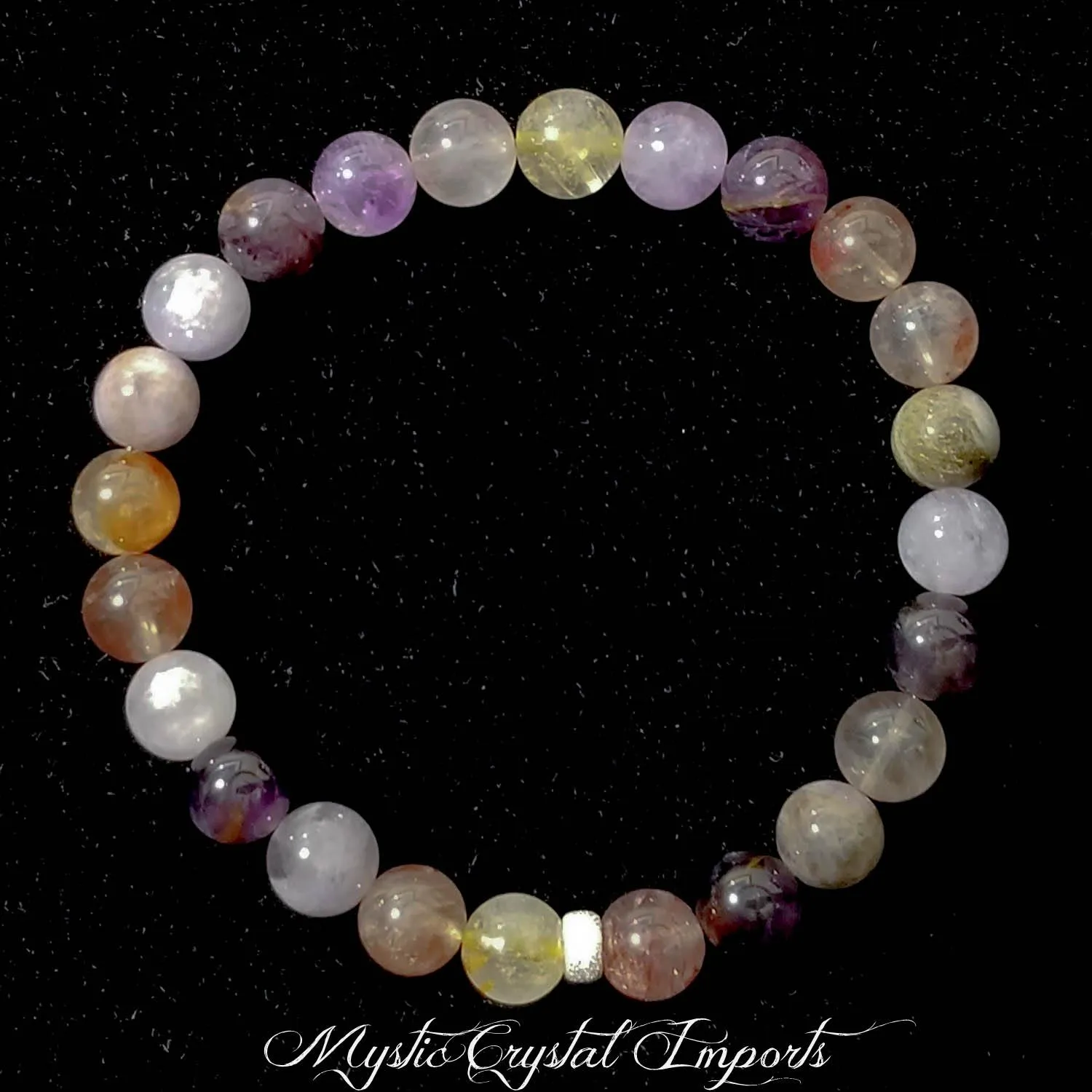 8mm Rutilated Quartz & Amethyst Gemstone Healing Bracelet