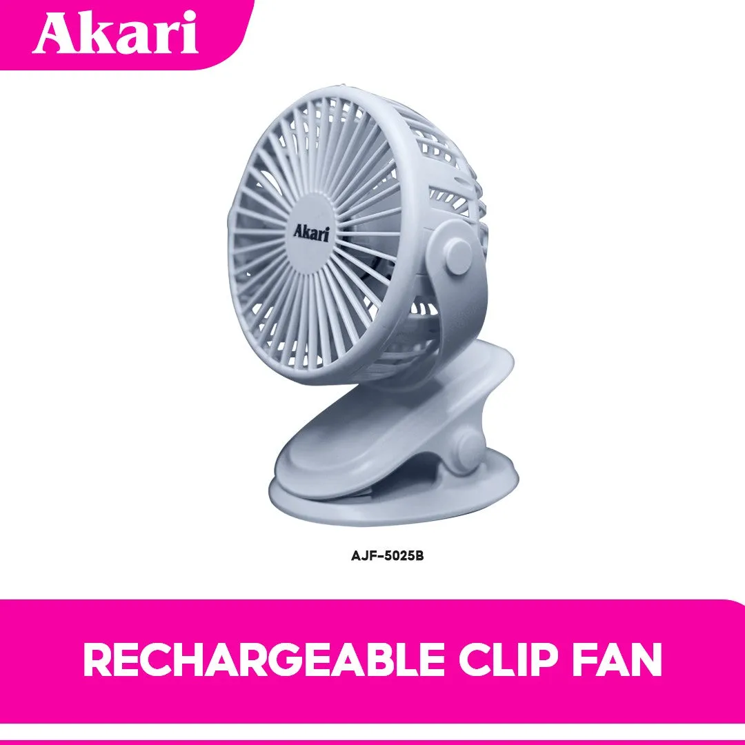 Akari 5 Rechargeable Clip Fan w/ LED (AJF-5025)