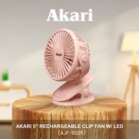 Akari 5 Rechargeable Clip Fan w/ LED (AJF-5025)