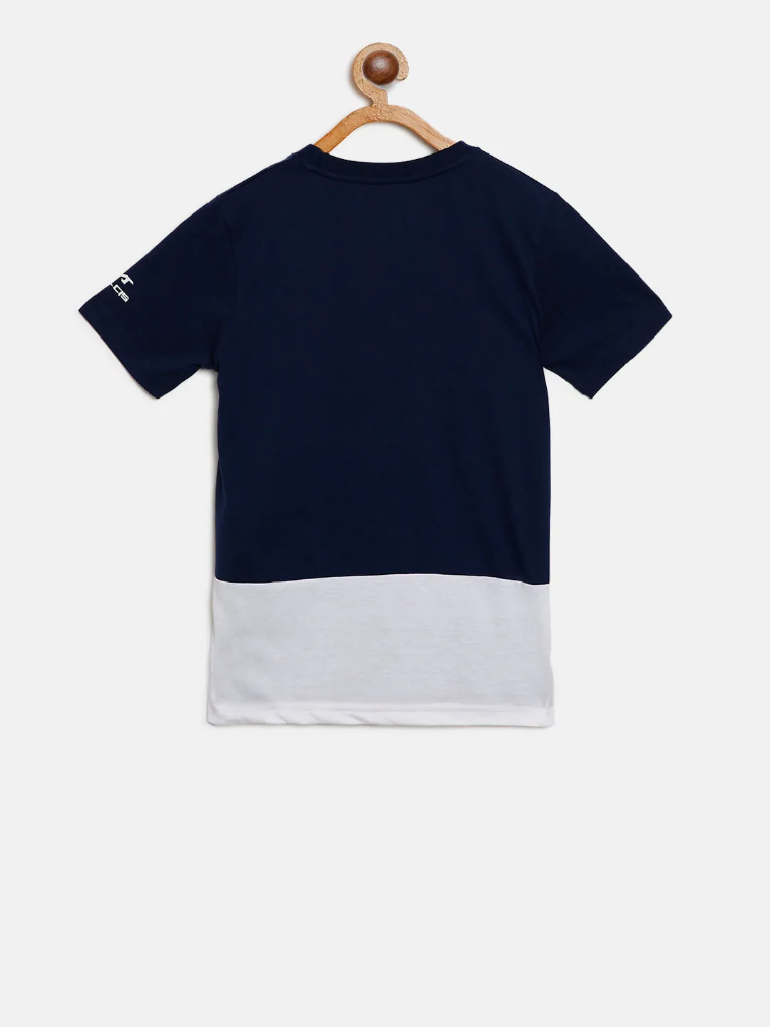 Alcis Boys Navy Blue White Printed Round Neck T-shirt