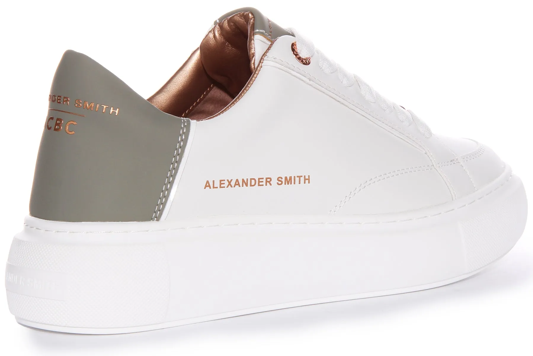 Alexander Smith Platform Trainers In White Green For Women