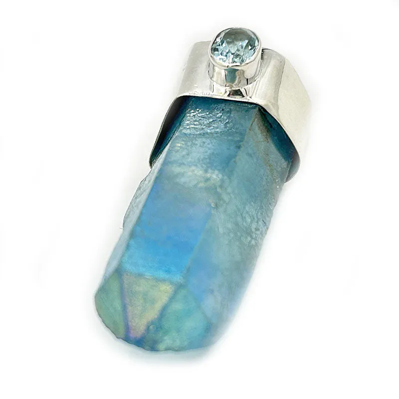 Aqua Aura Blue Topaz Pendant (B)