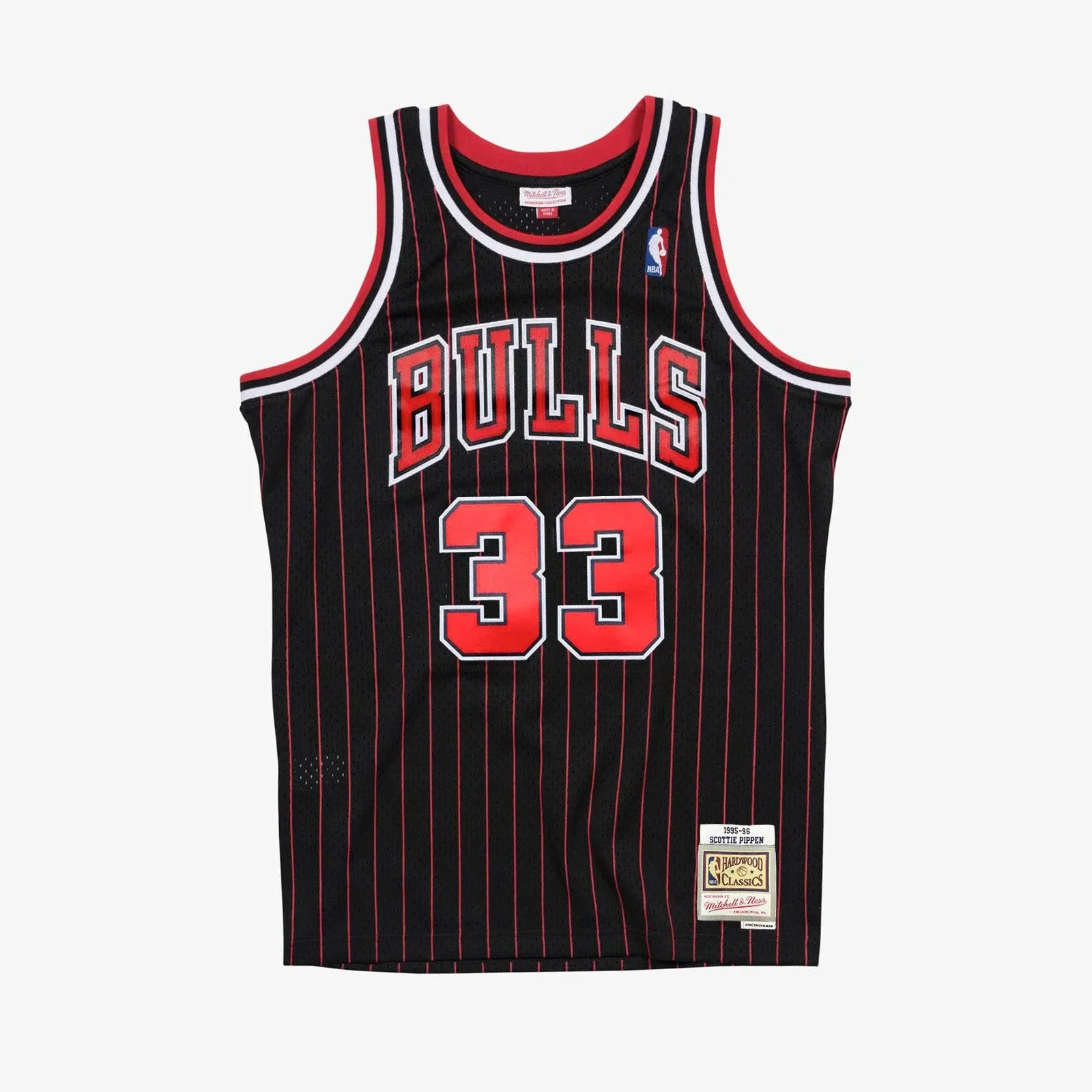 Autographed Scottie Pippen Chicago Bulls 95-96 HWC Swingman Jersey - Black