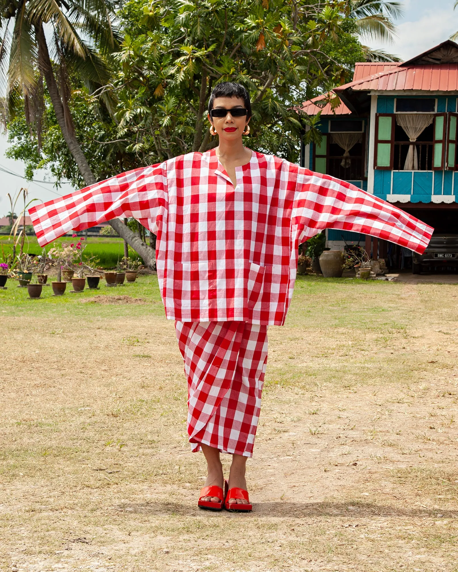 Baju Melayu Oversaiz Berpetak (Red)