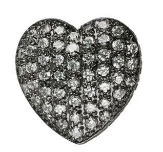 Bead Thru Heart 25mm Black Ruthenium with Crystal CZ (1 Piece)