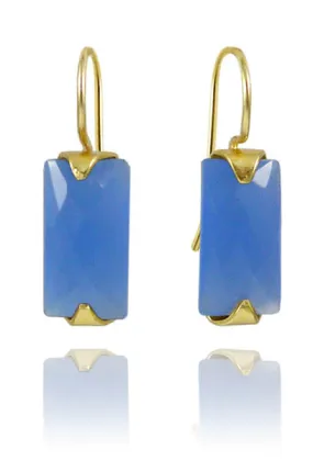 Berlin Rectangle Earrings Blue Chalcedony