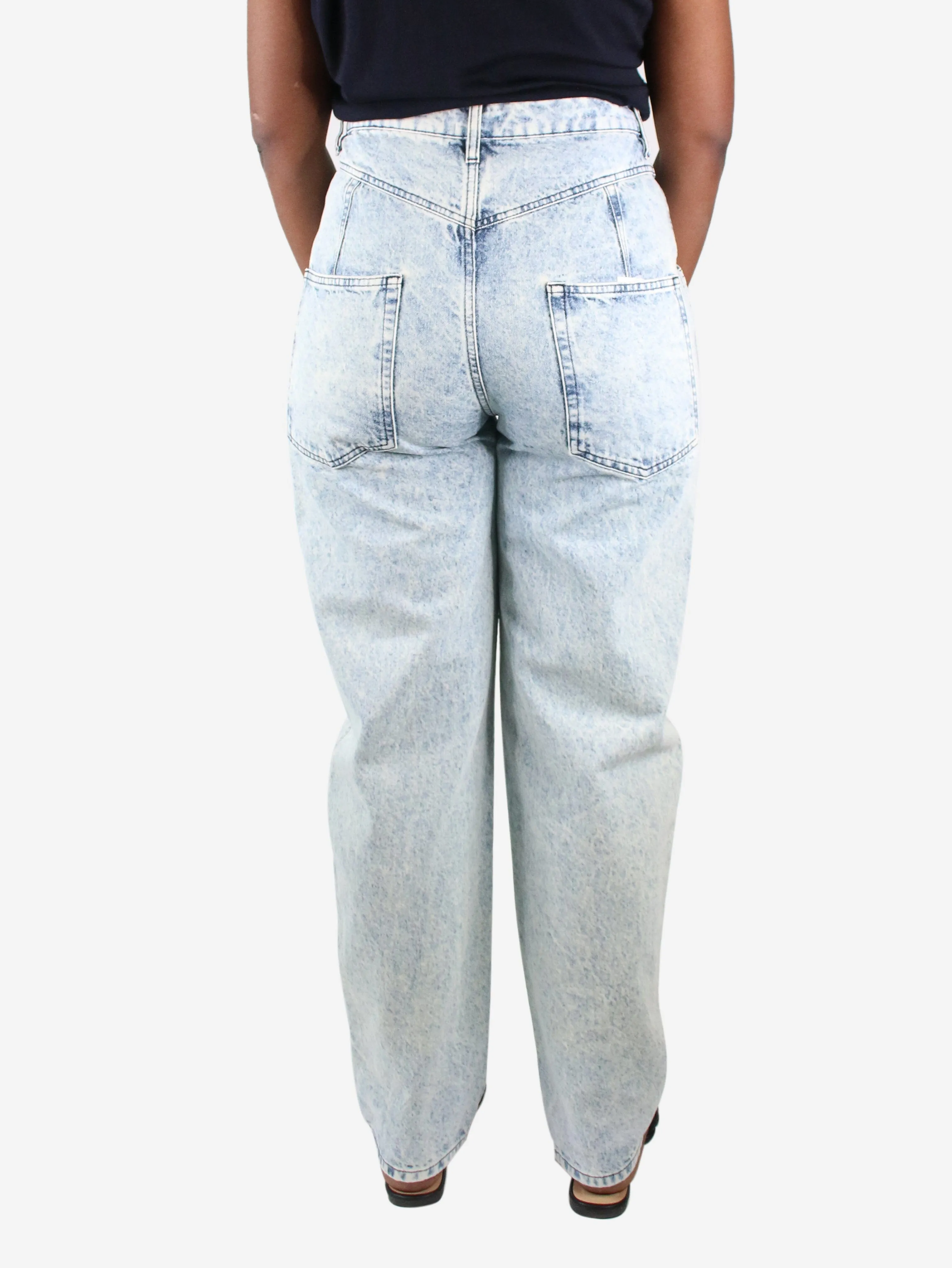 Blue high-rise washed jeans - size UK 14