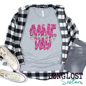 Bulldogs Game Day Pink Sparkle Short Sleeve T-shirt