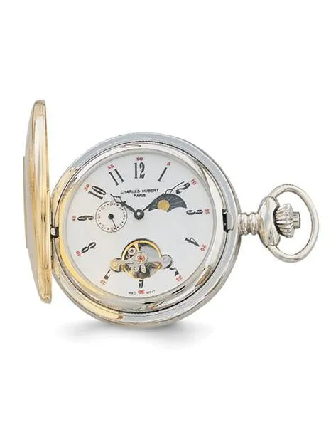 Charles Hubert Two-Tone IP Plated Pocket Watch - Off White Dial - Mechanical