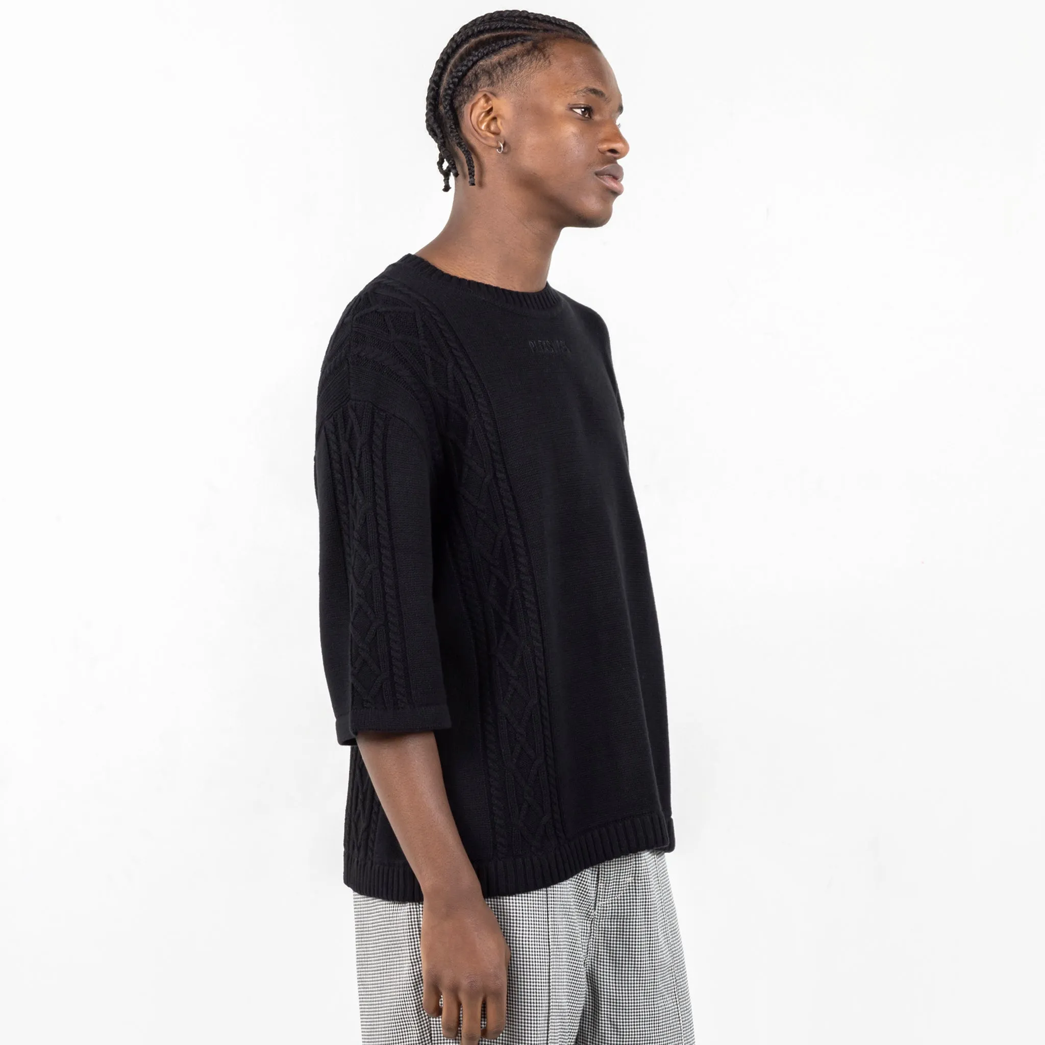 Charlie Mock Neck Knit Shirt (Black)