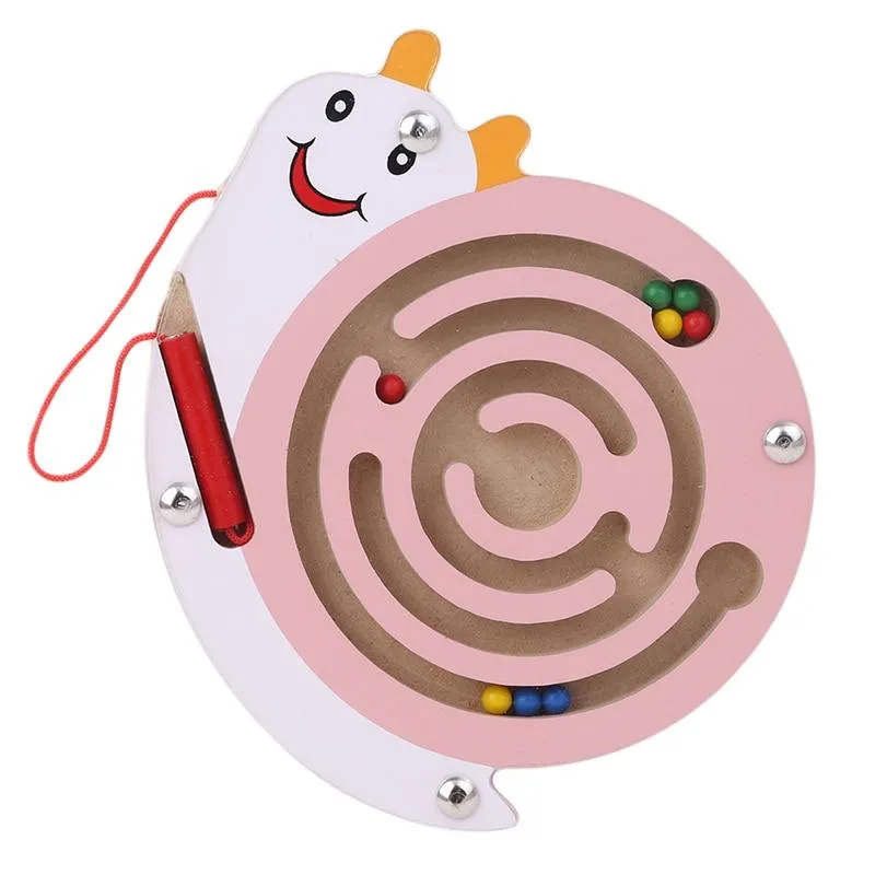 Children Magnetic Maze Toy Kids Wooden Puzzle Game Toy Kids Early Educational Brain Teaser Wooden Toy Intellectual Jigsaw Board