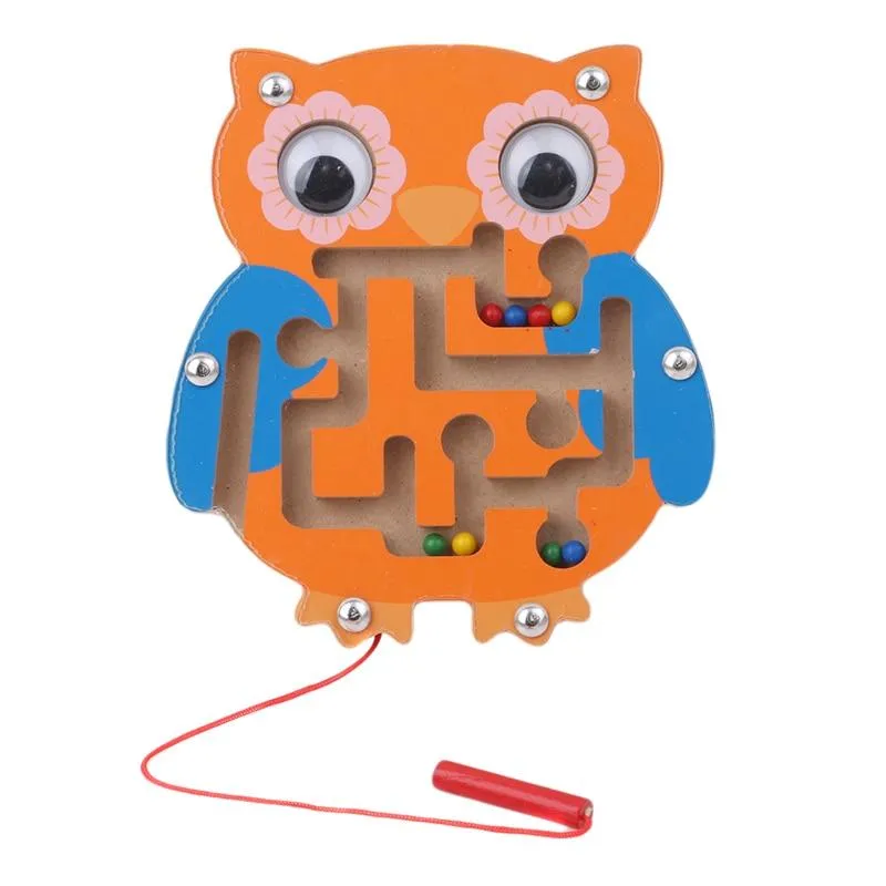 Children Magnetic Maze Toy Kids Wooden Puzzle Game Toy Kids Early Educational Brain Teaser Wooden Toy Intellectual Jigsaw Board