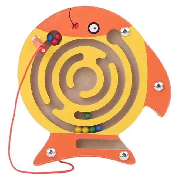 Children Magnetic Maze Toy Kids Wooden Puzzle Game Toy Kids Early Educational Brain Teaser Wooden Toy Intellectual Jigsaw Board