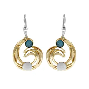 Christophe Poly Gold And Blue Swirl Earrings