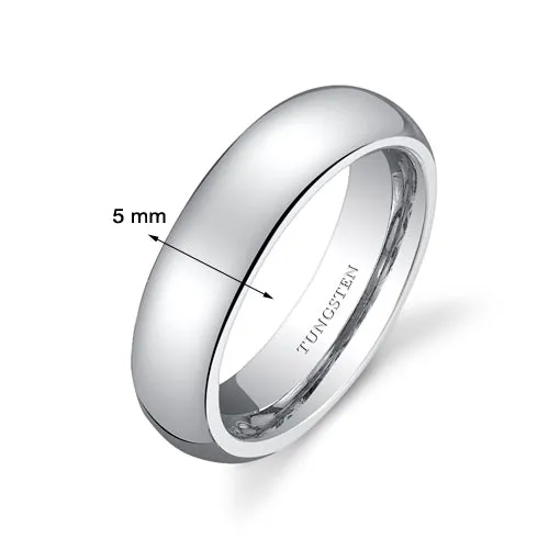 Classy 5mm Dome Style Womens Tungsten Band Size 8