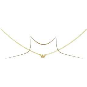 Crown CZ Pendant Gold Dipped Short Necklace