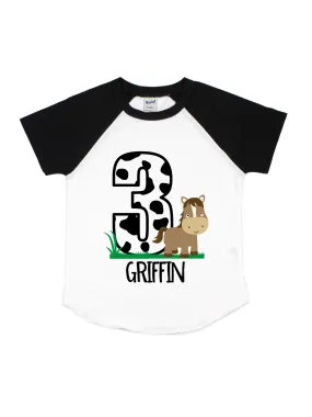 Cute Horse Birthday Raglan Shirt - Personalized