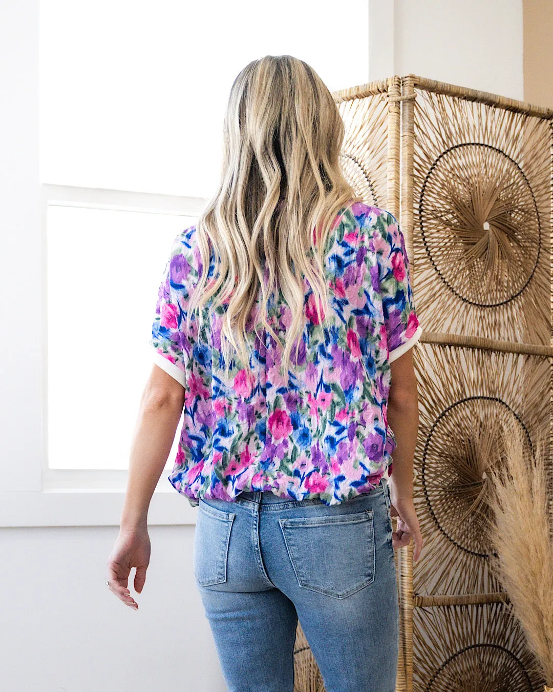 Dana Purple and Mauve Floral Textured Top