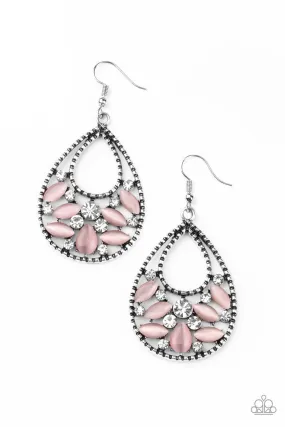 Dewy Dazzle Pink Cat's Eye Earrings - Paparazzi Accessories