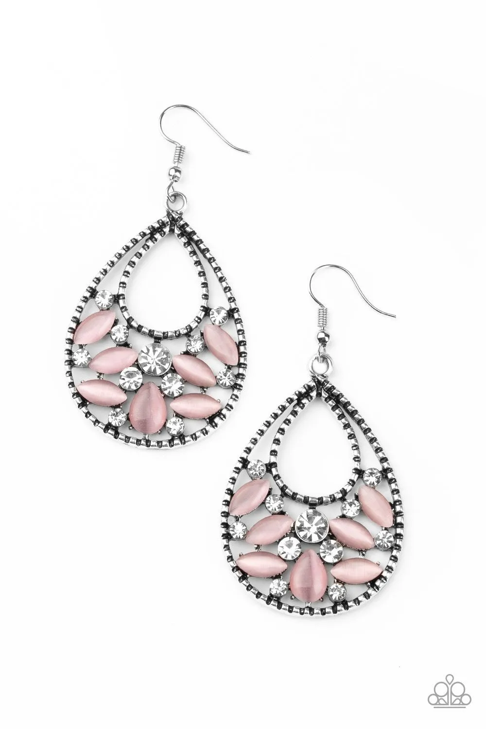 Dewy Dazzle Pink Cat's Eye Earrings - Paparazzi Accessories