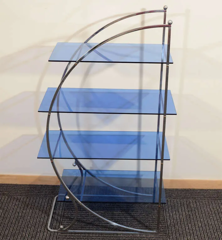 Etagere with Blue Glass Shelves