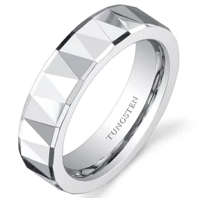 Faceted Polished Finish 5mm Womens Tungsten Band Size 6