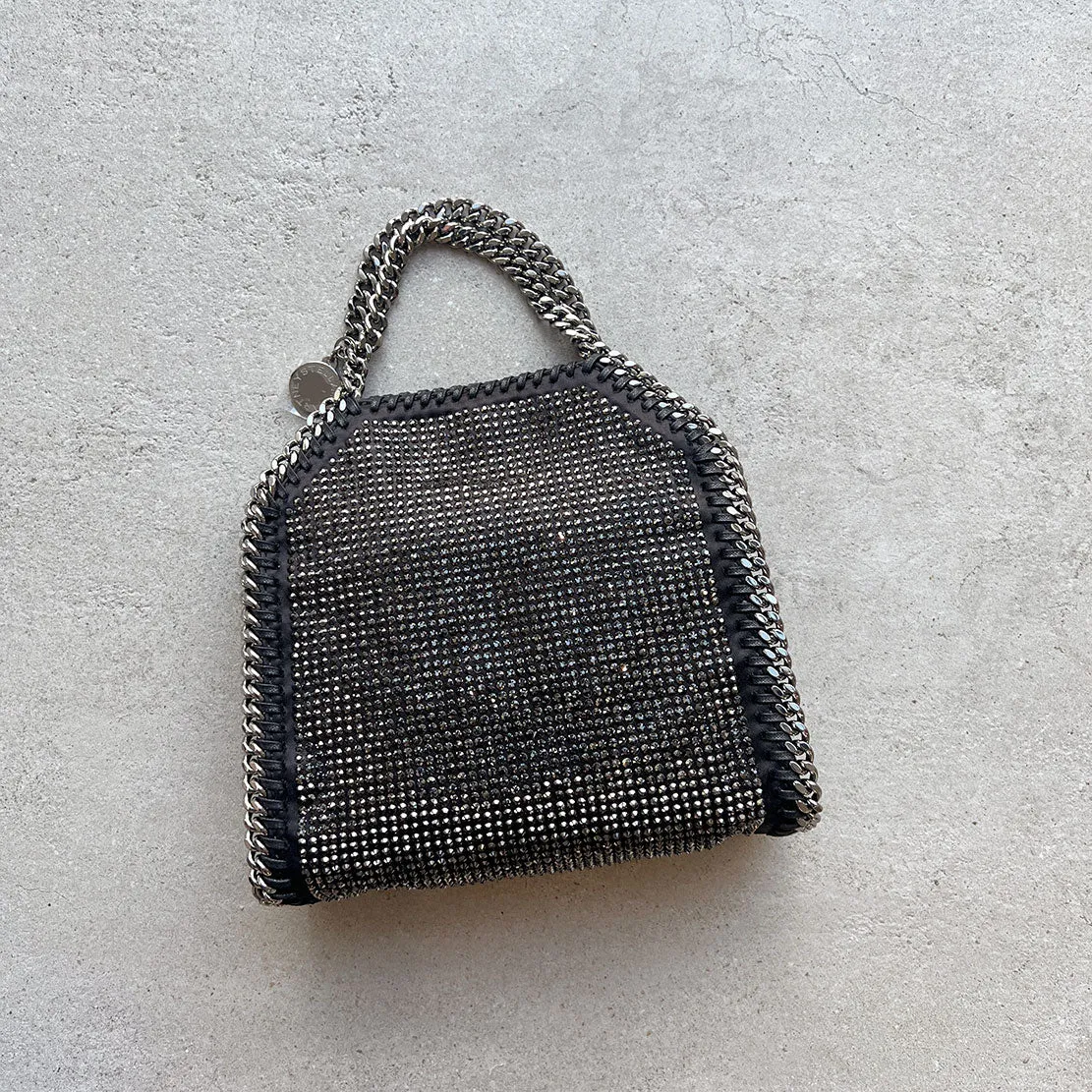 Falabella Tiny Tote, Crystal Hotfix, Black/Hematite