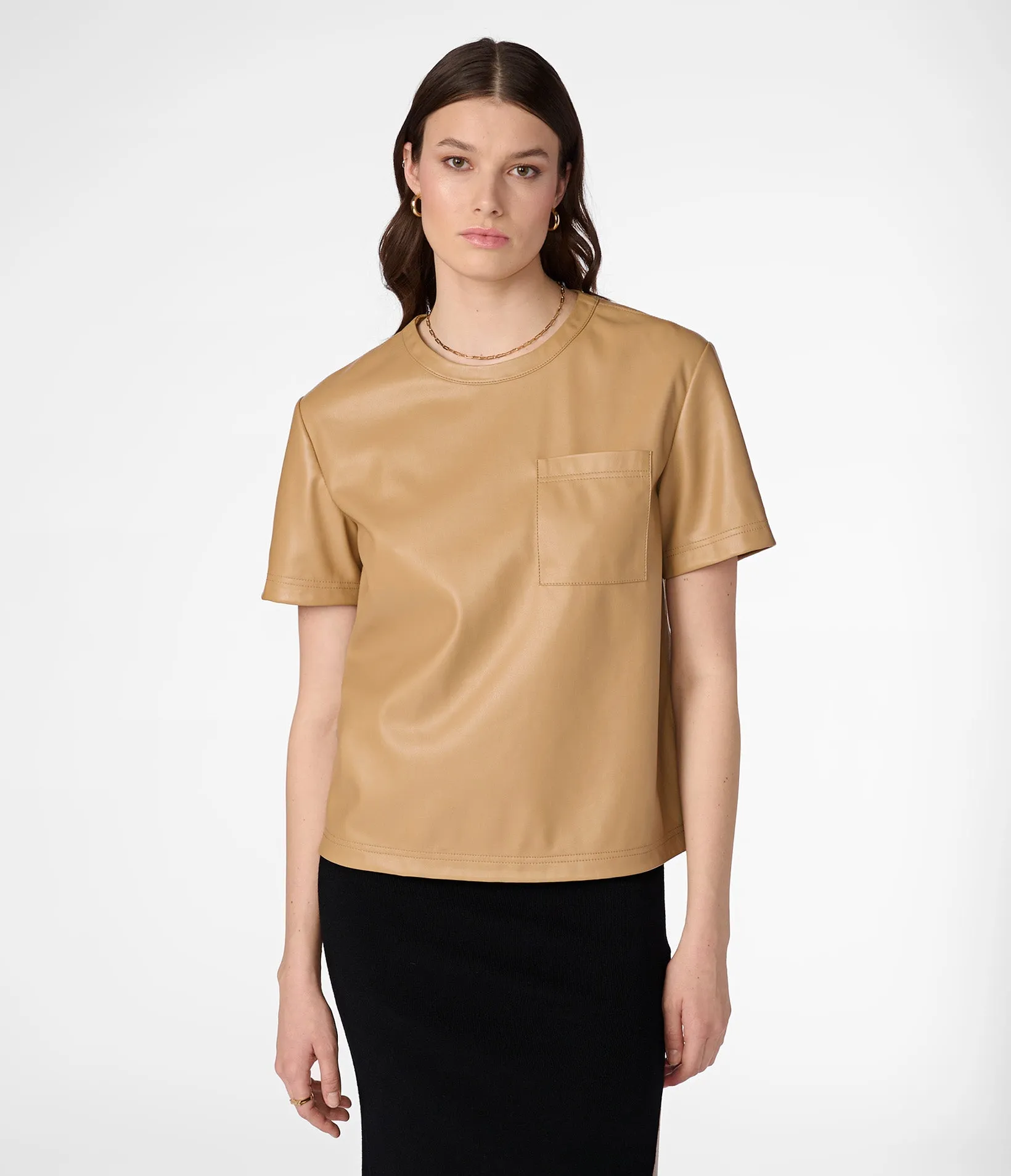 Faux Leather Tee Shirt