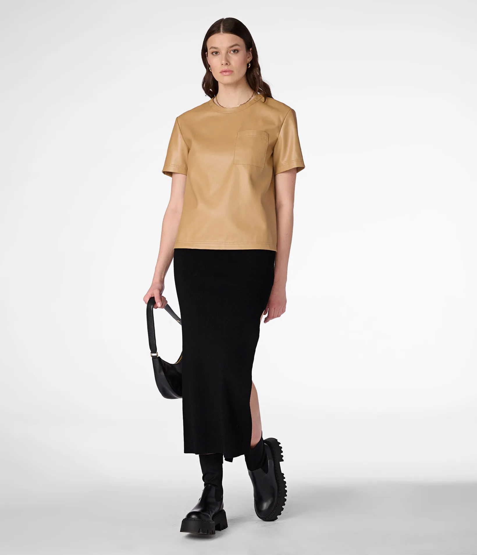 Faux Leather Tee Shirt