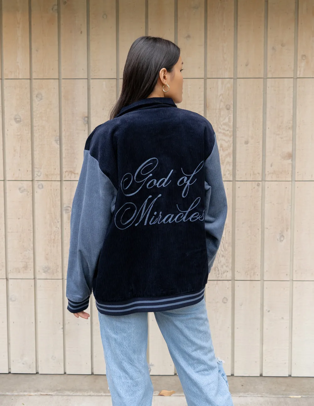 God of Miracles Navy Bomber Jacket