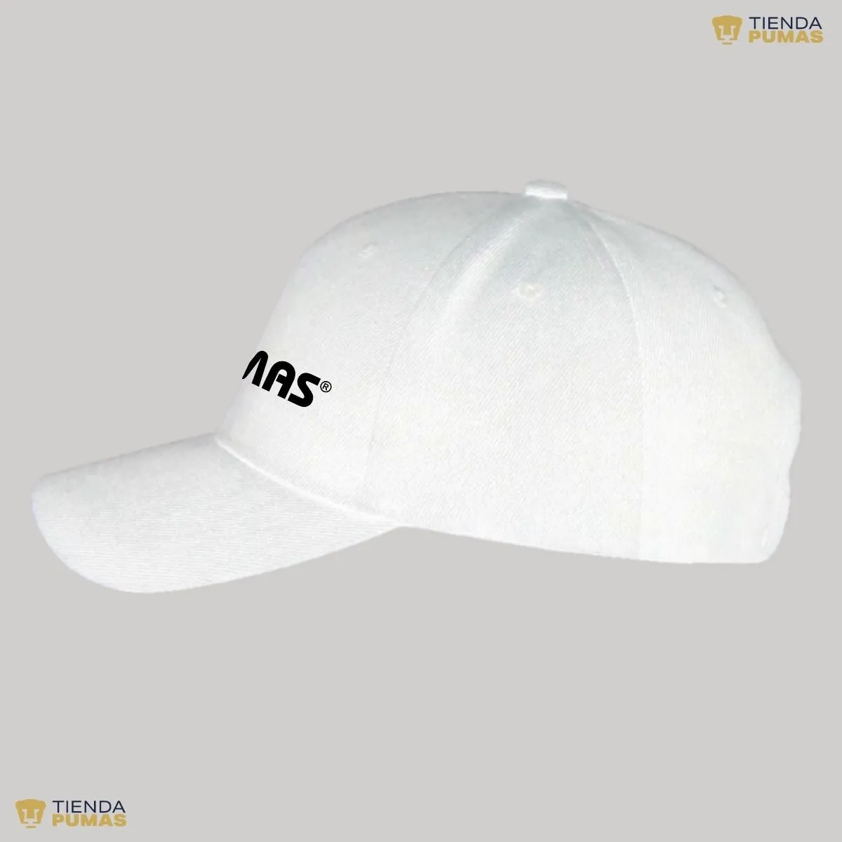 Gorra Pumas UNAM Hombre Mujer Ajustable Logo Blanco Negro 2 Vinil