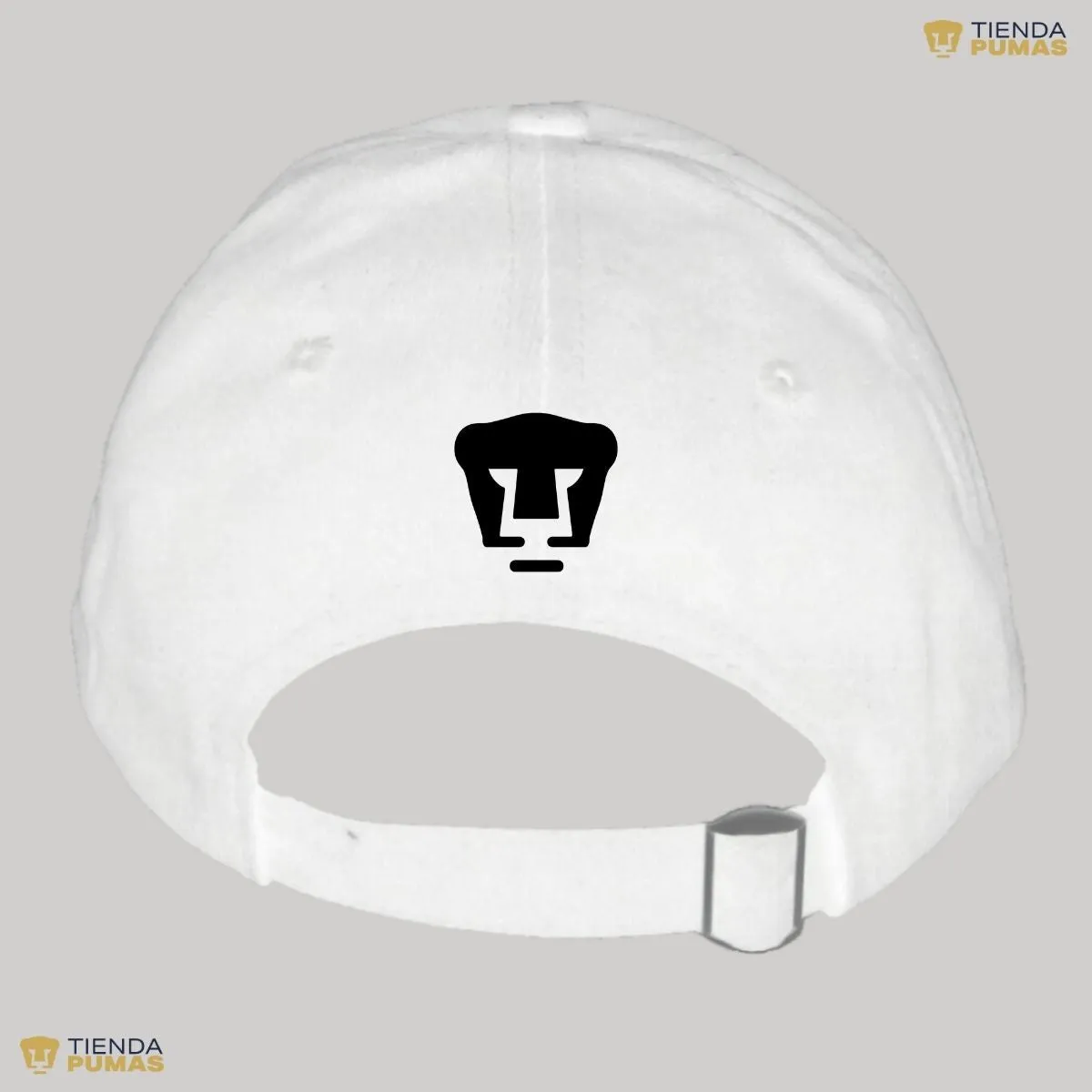 Gorra Pumas UNAM Hombre Mujer Ajustable Logo Blanco Negro 2 Vinil