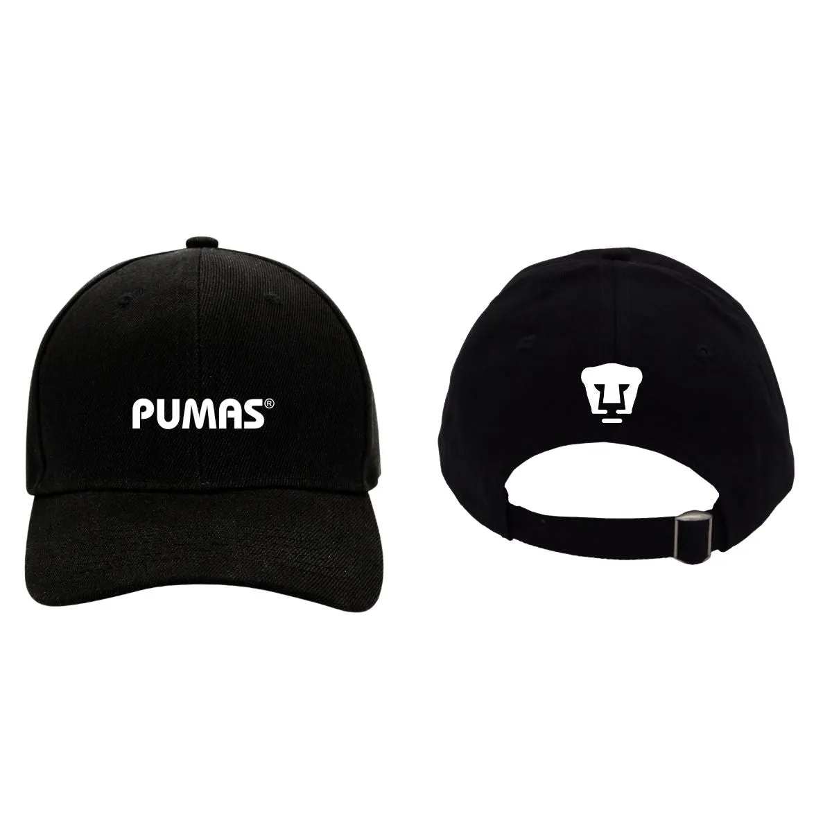 Gorra Pumas UNAM Hombre Mujer Ajustable Logo Blanco Negro 2 Vinil