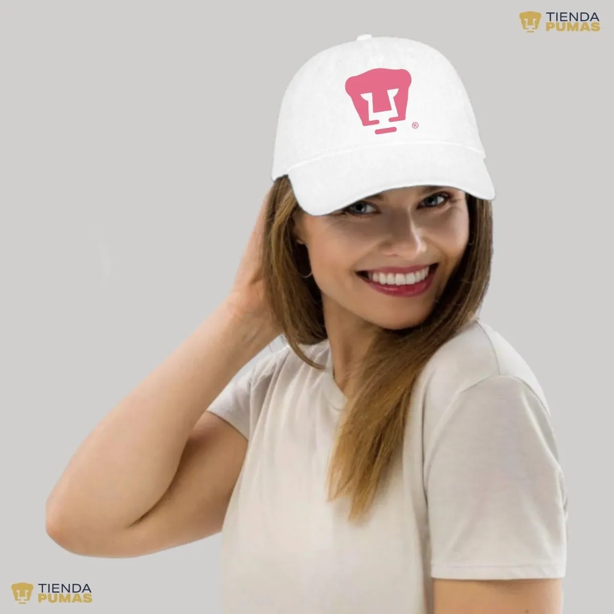 Gorra Pumas UNAM Hombre Mujer Ajustable Logo Rosa 8 Vinil