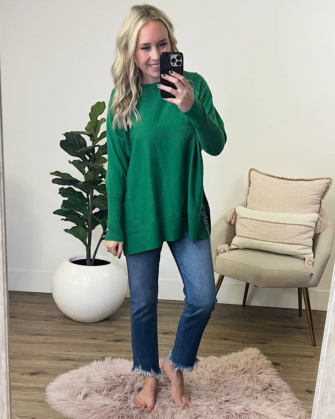 Iris Drop Shoulder Sweater - Kelly Green