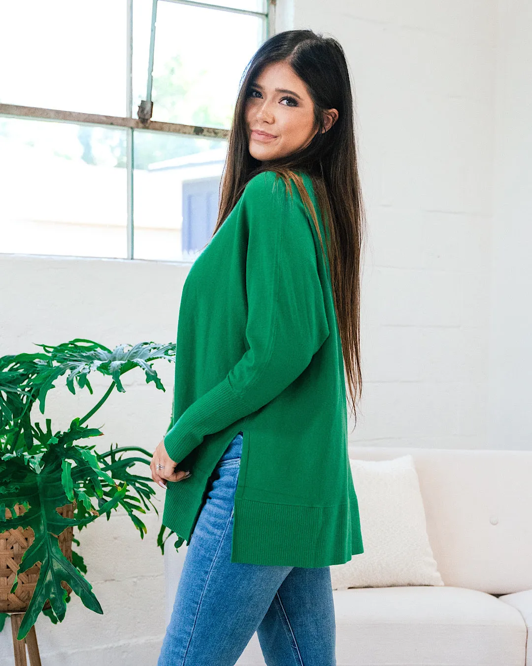 Iris Drop Shoulder Sweater - Kelly Green