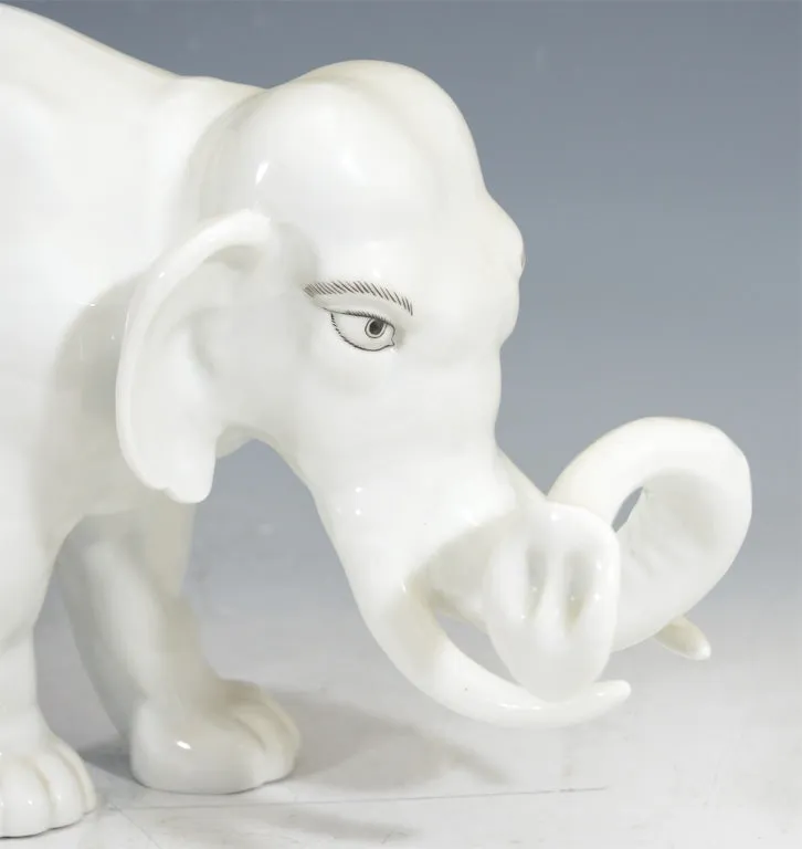 Japanese Meiji Period Sculptural Elephant in Porcelain