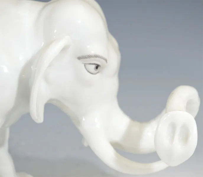 Japanese Meiji Period Sculptural Elephant in Porcelain