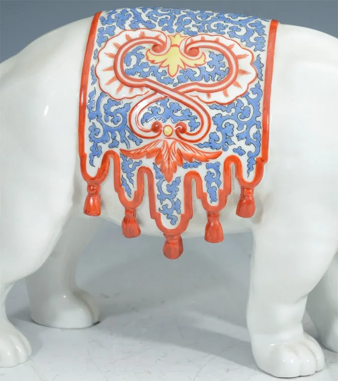 Japanese Meiji Period Sculptural Elephant in Porcelain