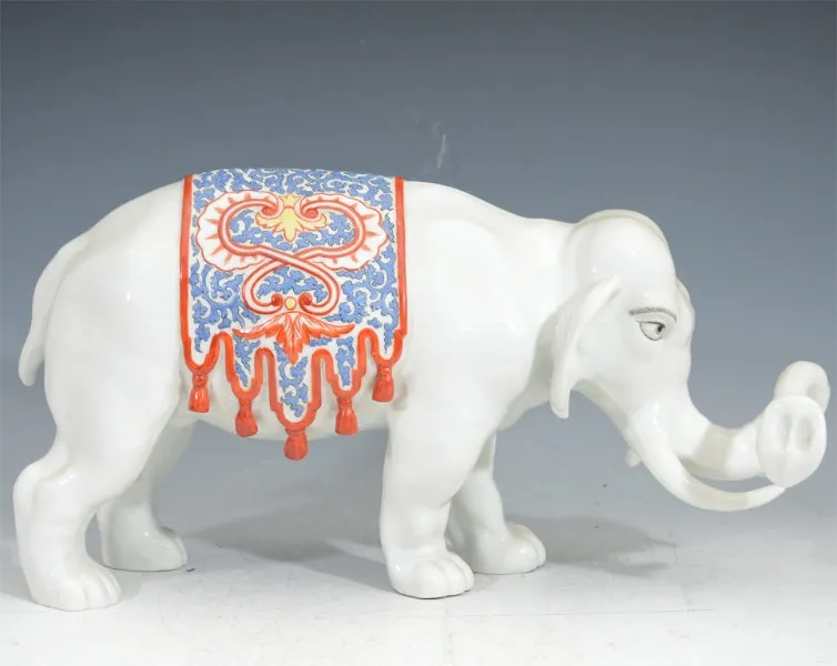 Japanese Meiji Period Sculptural Elephant in Porcelain