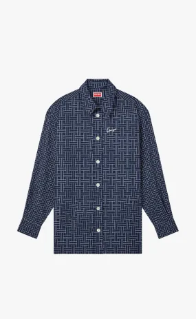 KENZO WEAVE OVERSIZED MIDNIGHT BLUE SHIRT