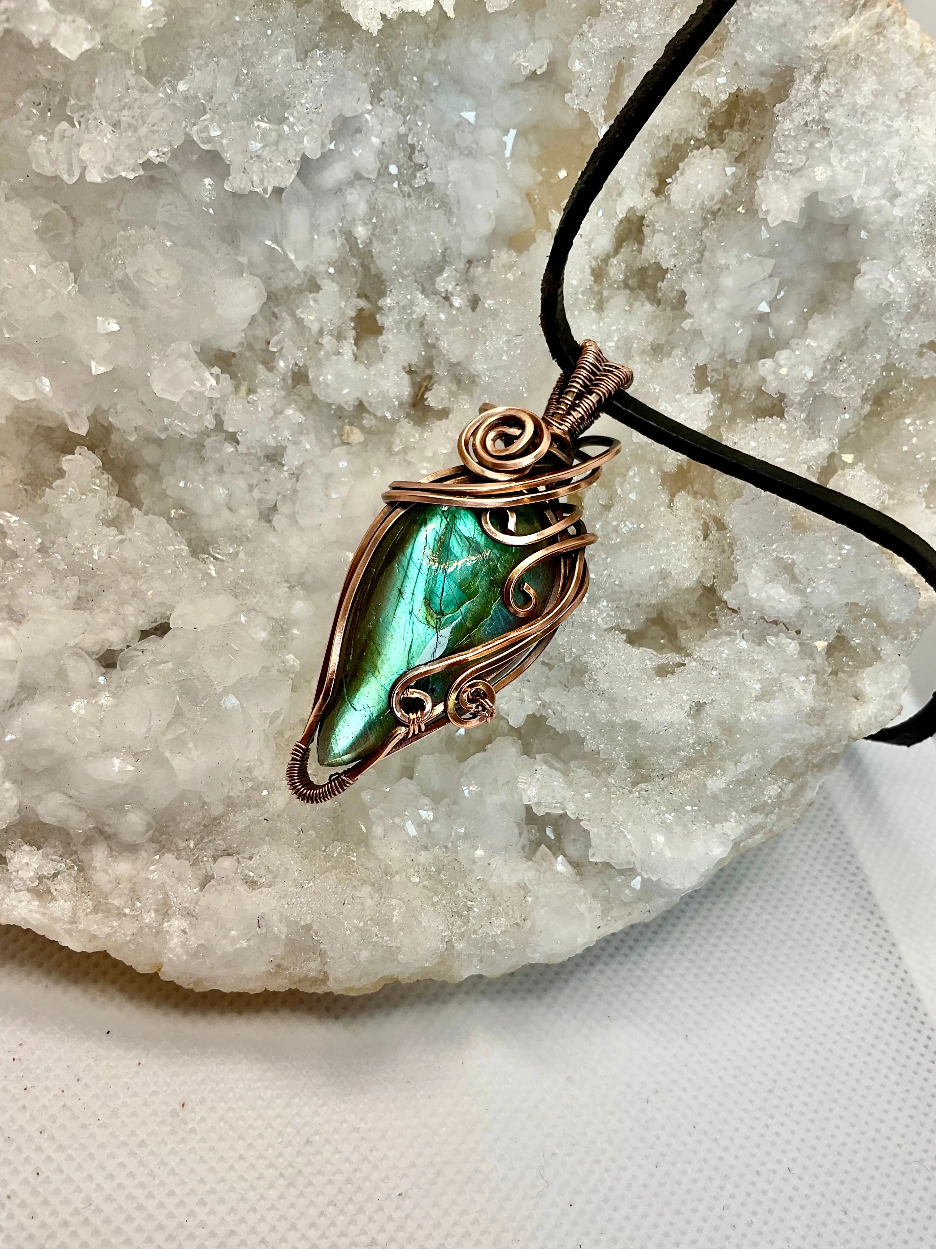 Labradorite Pear Shaped Wire Wrapped Pendant