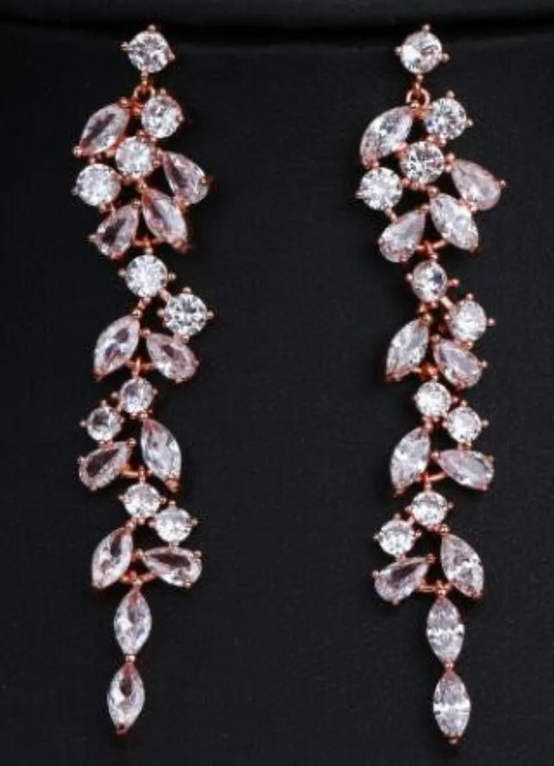 Leaves CZ Crystal Wedding Party Dangle Earrings-2 Styles