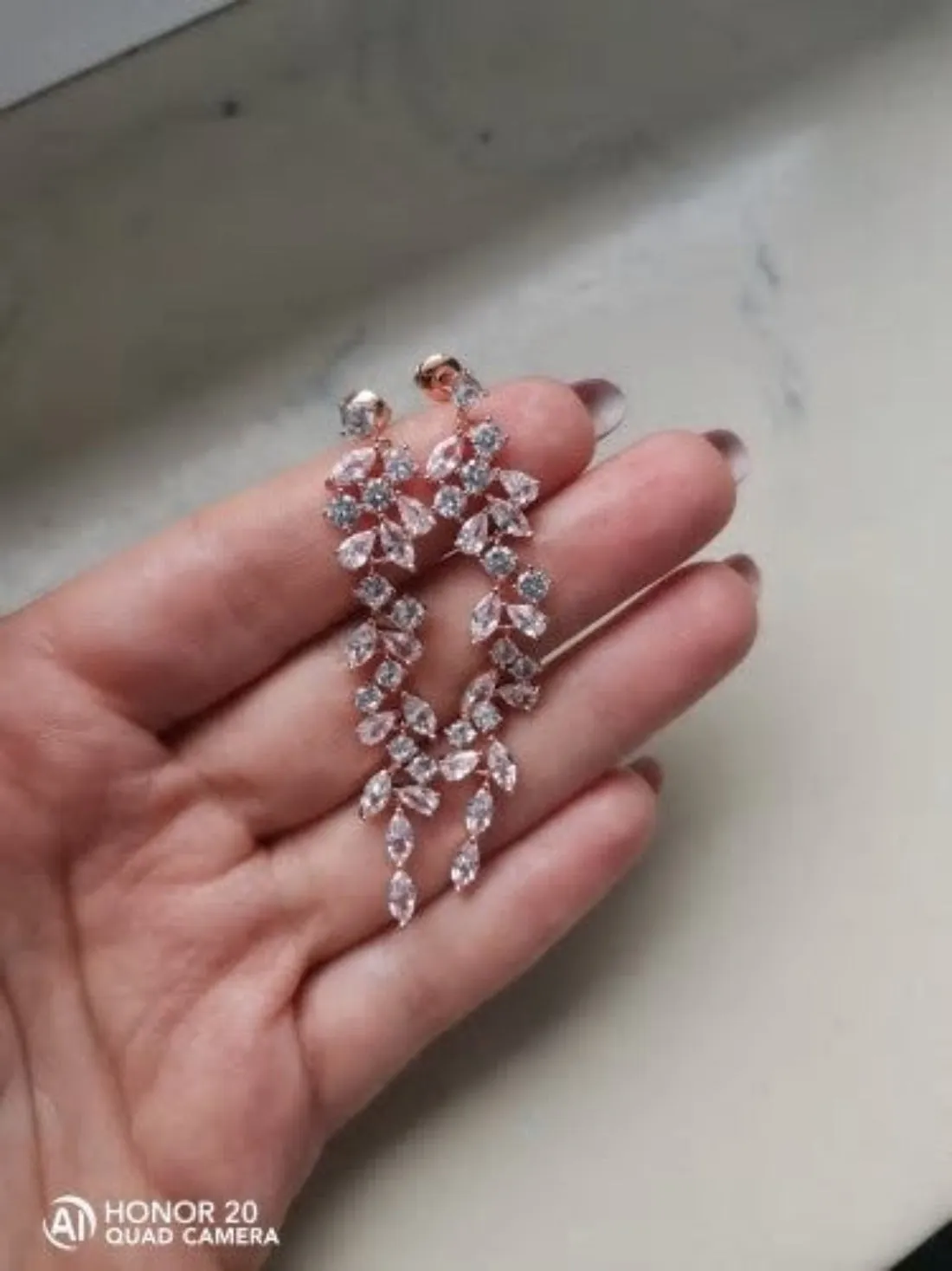 Leaves CZ Crystal Wedding Party Dangle Earrings-2 Styles