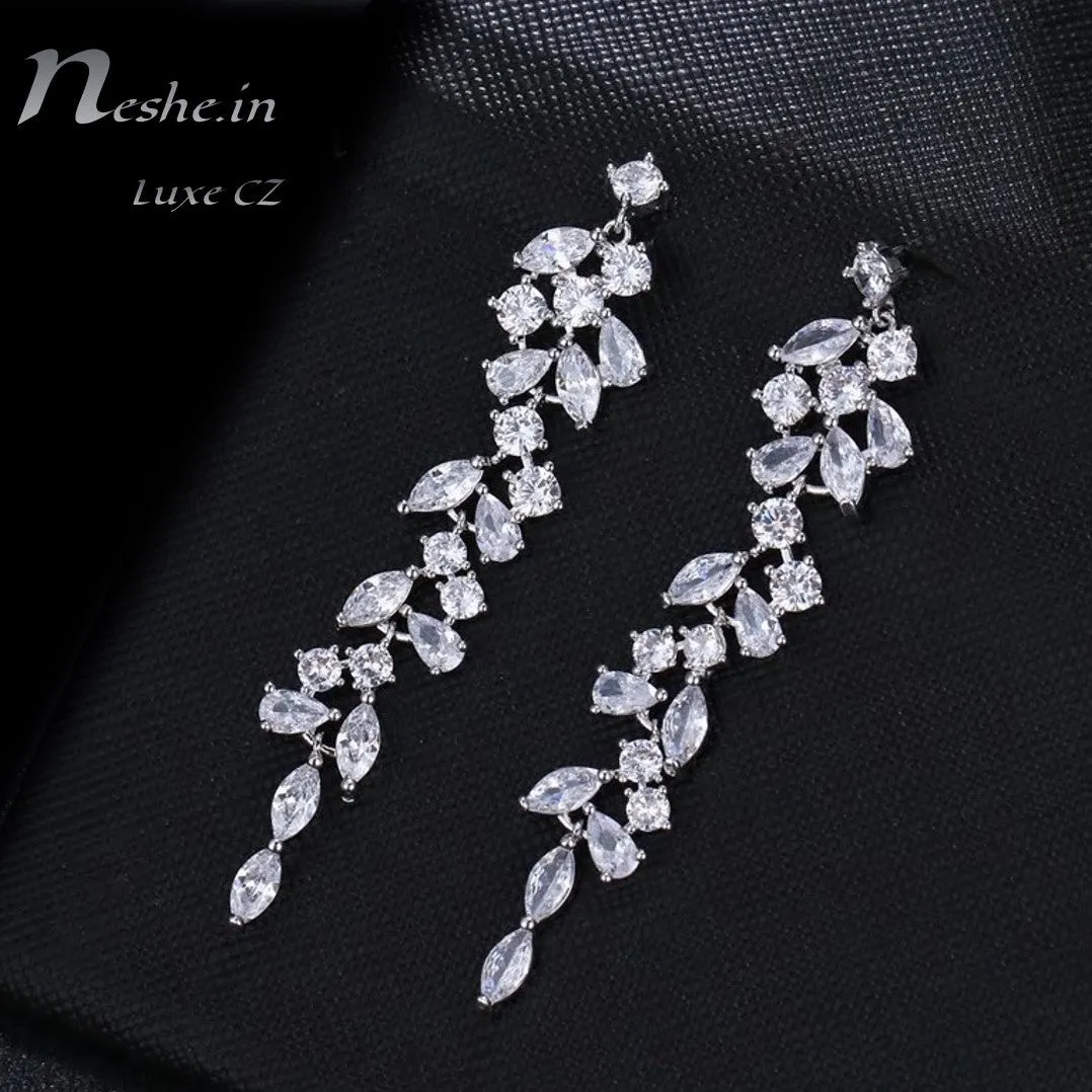 Leaves CZ Crystal Wedding Party Dangle Earrings-2 Styles